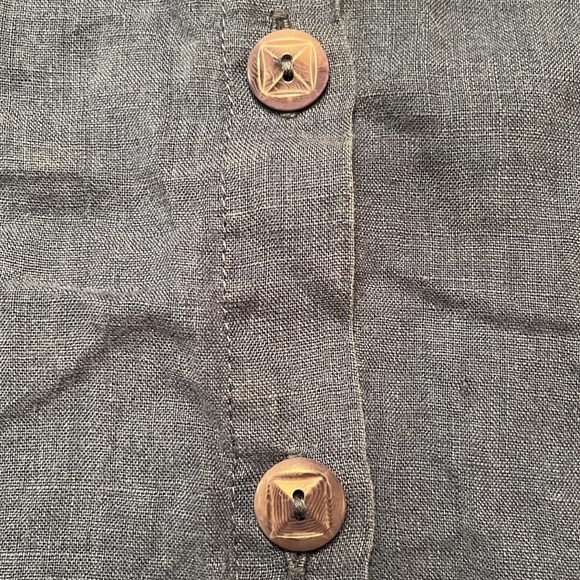 Flax by Jeanne Englehart Womens Small Linen Sleeveless Button Down Blouse Blue - Picture 7 of 10